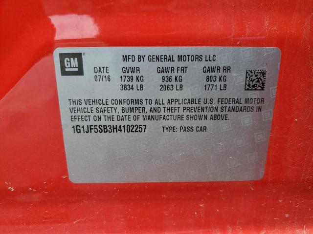 1G1JF5SB3H4102257 Chevrolet SONIC PREM