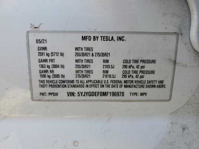 5YJYGDEF0MF196970 Tesla 2021