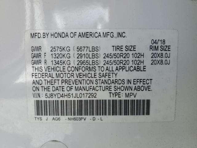 5J8YD4H51JL017292 Acura j35y5