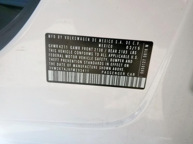 3VW2K7AJ6FM293411 Volkswagen JETTA BASE
