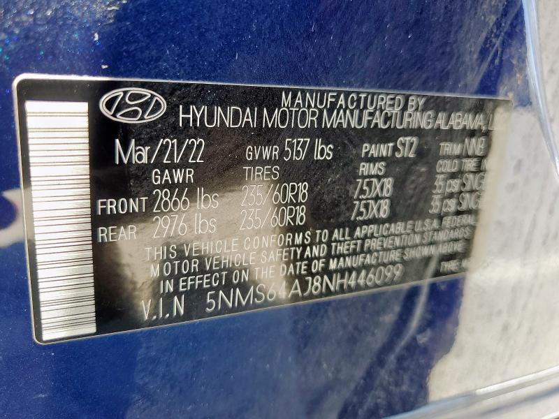 5NMS64AJ8NH446099 Hyundai gdi theta iii