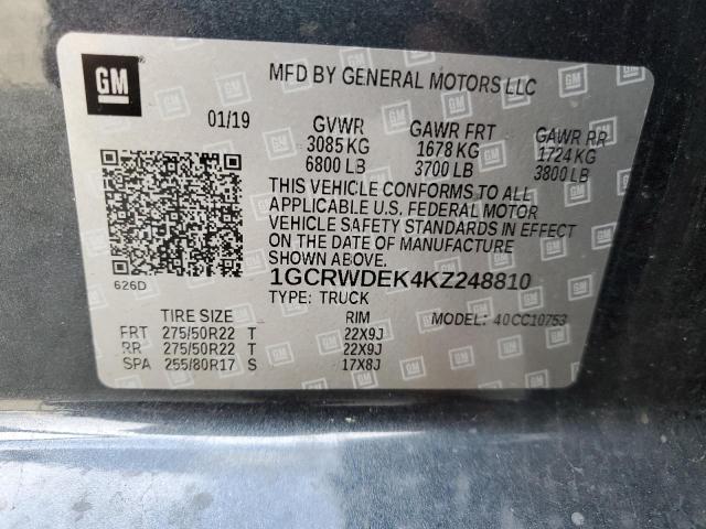 1GCRWDEK4KZ248810 Chevrolet l3b - sidi, vvt, alum
