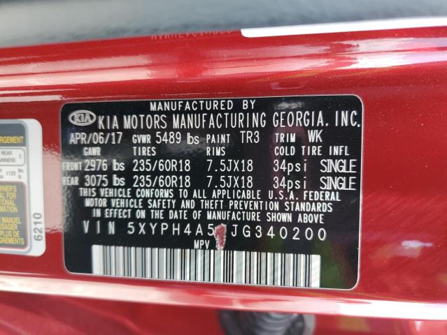 5XYPH4A51JG340200 KIA SORENTO EX