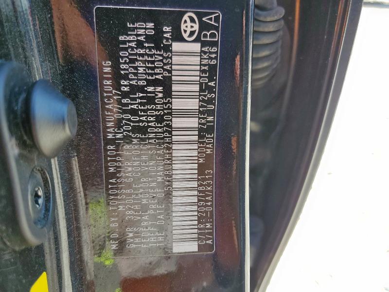 5YFBURHE2HP730155 Toyota 2zr-fe