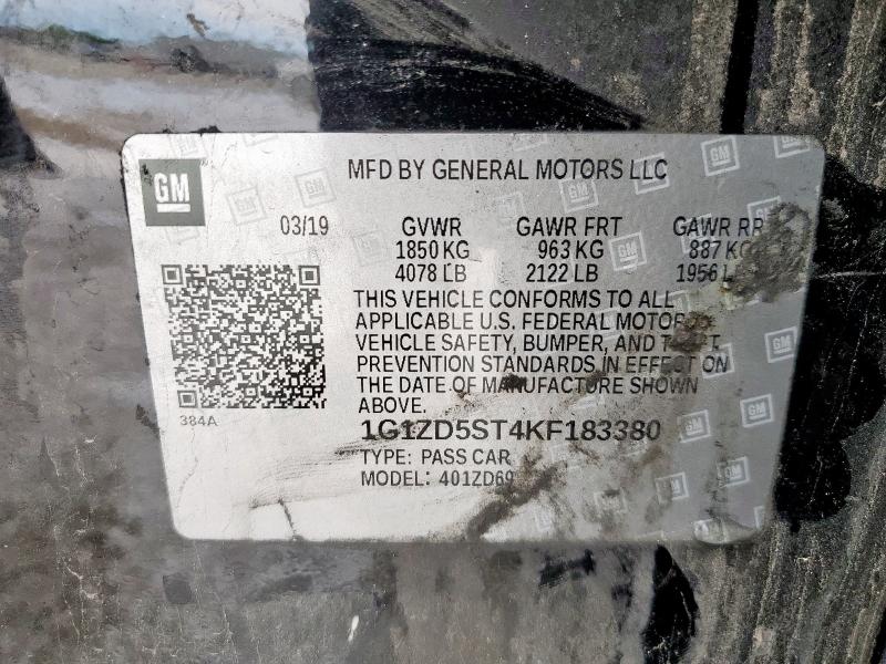 1G1ZD5ST4KF183380 Chevrolet MALIBU LT