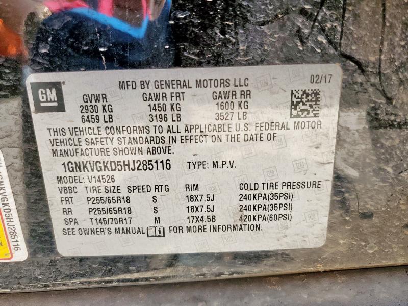 1GNKVGKD5HJ285116 Chevrolet llt - sidi: spark ignited direct injection, alum, 60 degrees