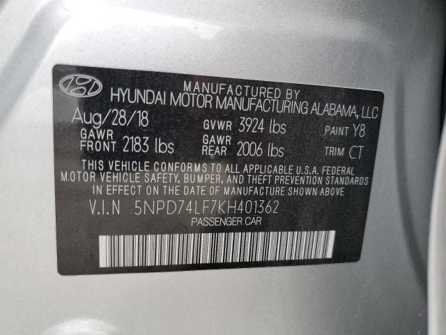 5NPD74LF7KH401362 Hyundai mpi nu