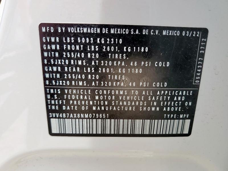 3VV4B7AX8NM079651 Volkswagen Tiguan