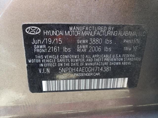 5NPDH4AE0GH714381 Hyundai dohc mpi nu