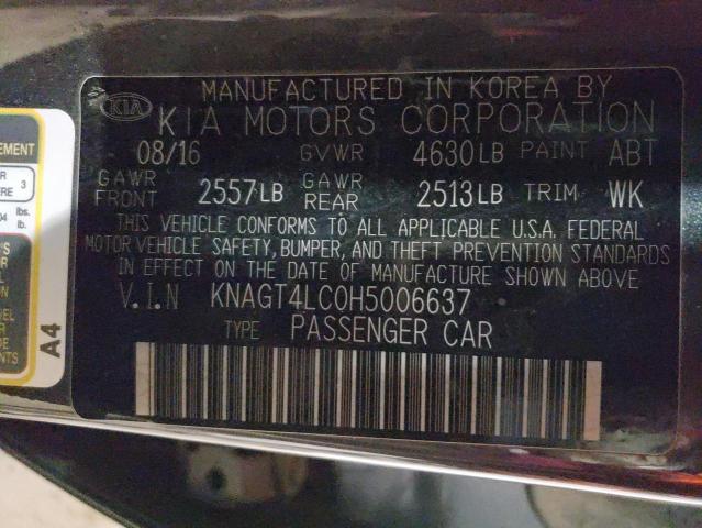 KNAGT4LC0H5006637 KIA Optima