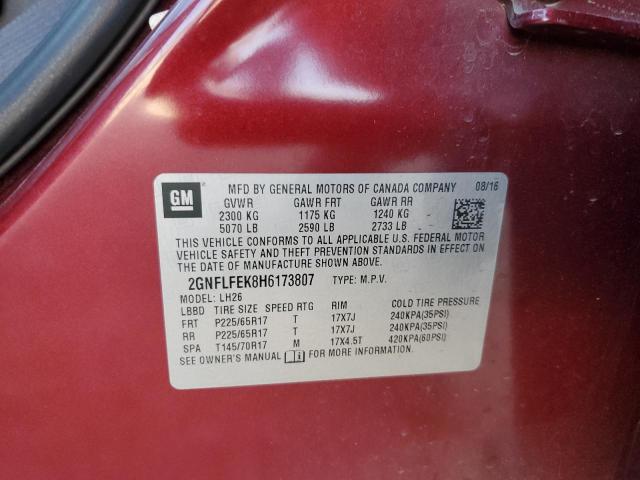 2GNFLFEK8H6173807 Chevrolet lea - sidi: spark ignited direct injection, e85 max, alum