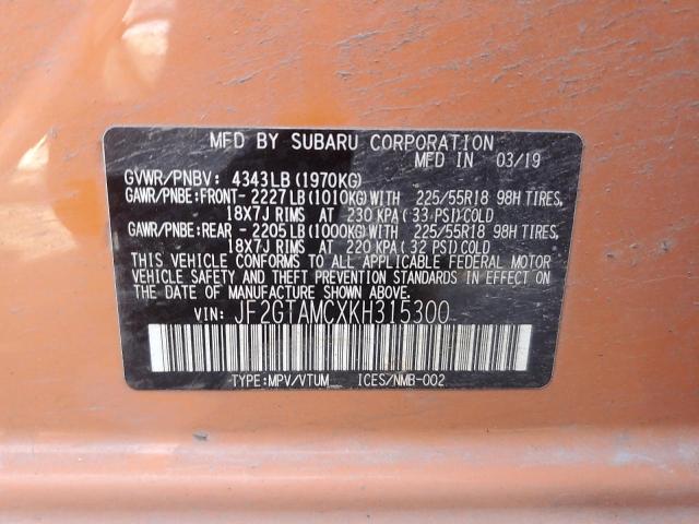 JF2GTAMCXKH315300 Subaru naturally aspirated