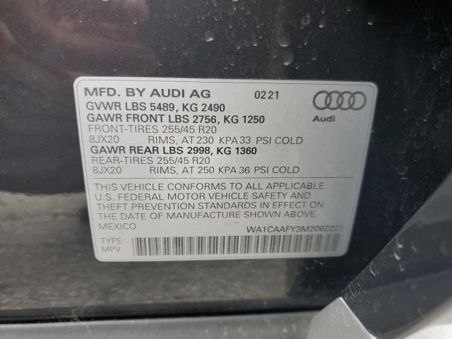 WA1CAAFY3M2062221 Audi 2021