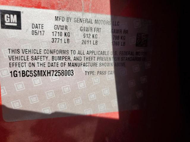 1G1BC5SMXH7258003 Chevrolet le2 -di: direct injection, vvt: variable valve timing, gen, alum