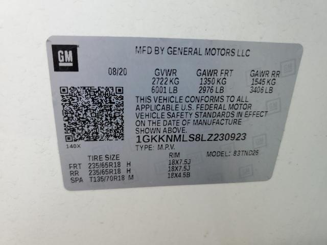 1GKKNMLS8LZ230923 GMC ACADIA SLT