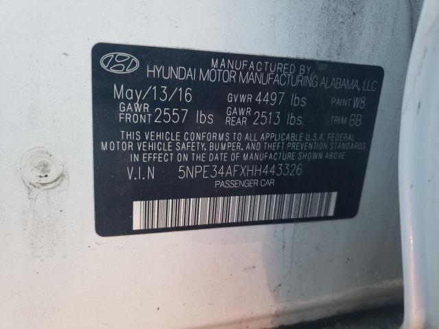 5NPE34AFXHH443326 Hyundai 2017