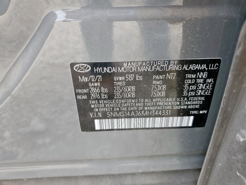5NMS14AJ6MH344331 Hyundai SANTA FE S