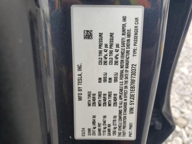 5YJ3E1EB7RF730372 Tesla MODEL 3