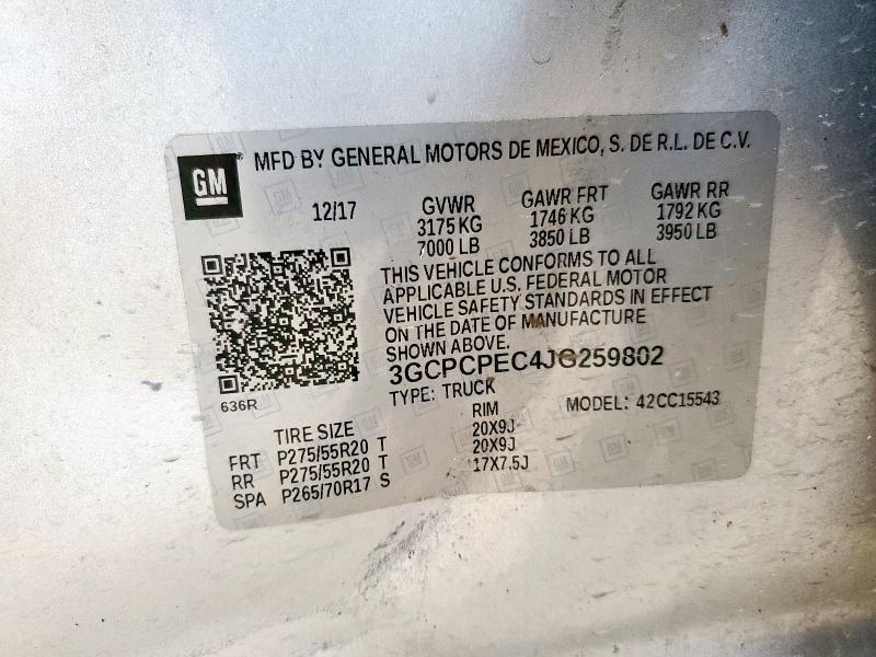 3GCPCPEC4JG259802 Chevrolet Silverado