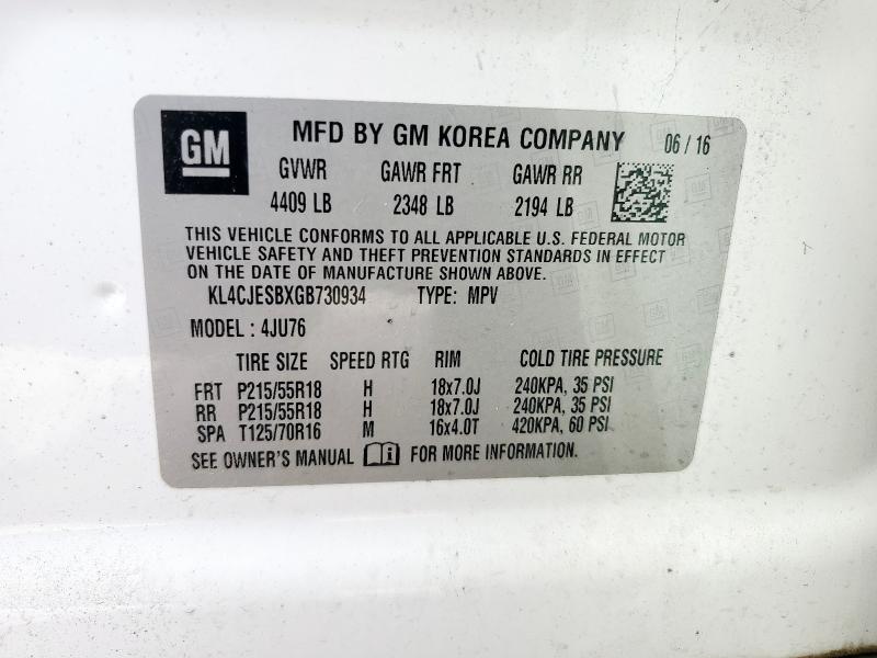 KL4CJESBXGB730934 Buick Encore