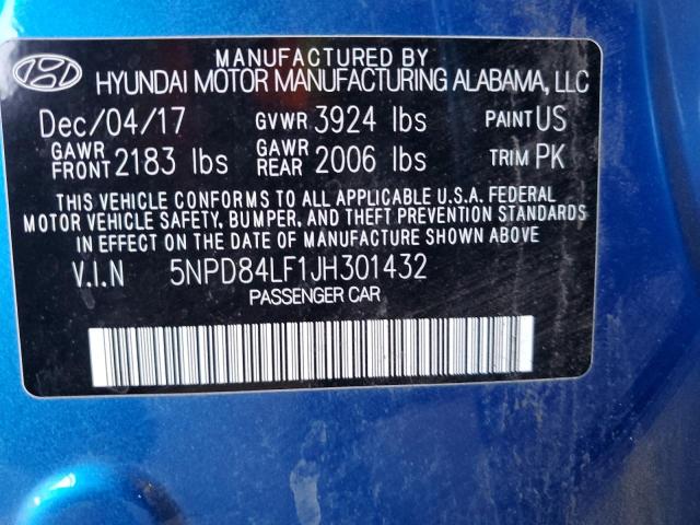 5NPD84LF1JH301432 Hyundai mpi nu