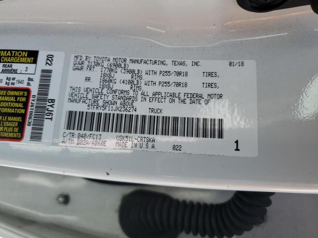 5TFRY5F11JX236274 Toyota 3ur-fe
