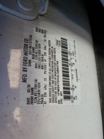 1FMSK7DH2LGB93769 Ford EXPLORER X