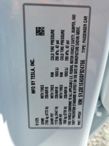 5YJ3E1EA5SF924766 Tesla MODEL 3
