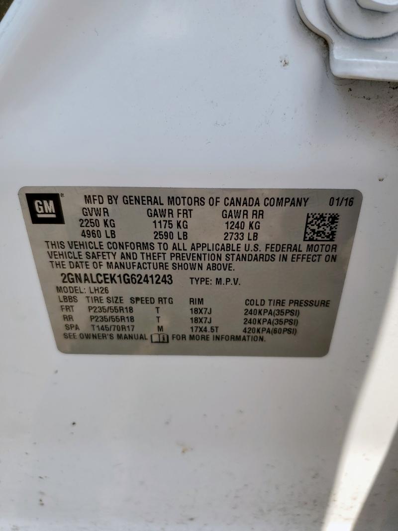2GNALCEK1G6241243 Chevrolet lea - e85 max, aluminum