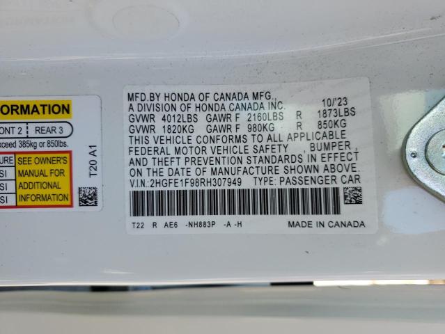 2HGFE1F98RH307949 Honda CIVIC TOUR