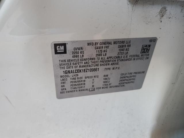 1GNALCEK1EZ109861 Chevrolet EQUINOX LT