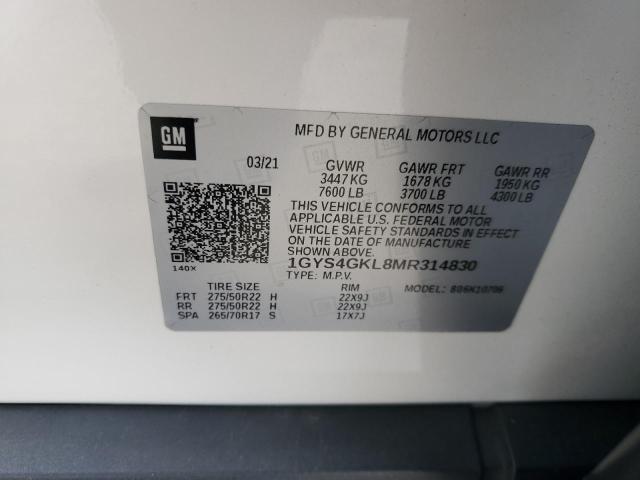 1GYS4GKL8MR314830 Cadillac Escalade S