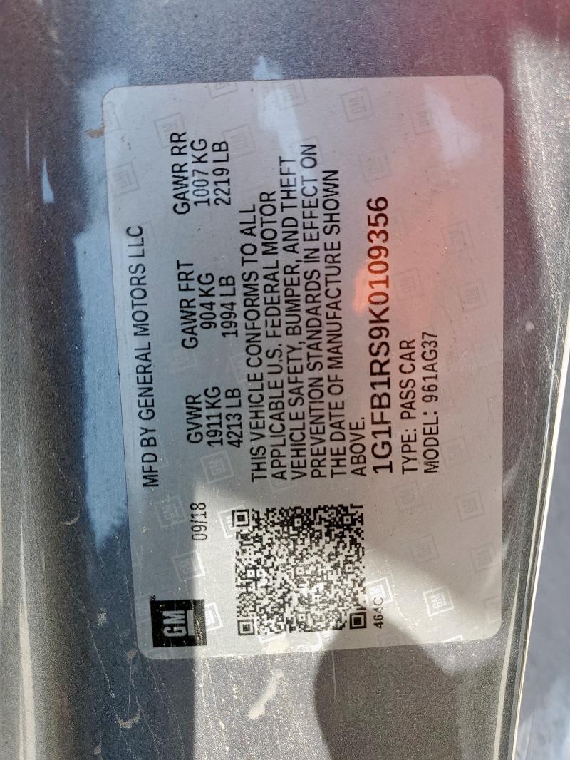 1G1FB1RS9K0109356 Chevrolet CAMARO LS