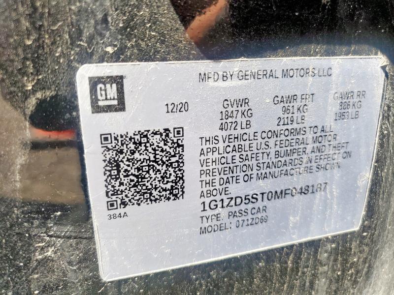 1G1ZD5ST0MF048187 Chevrolet lfv - direct injection, variable valve timing, gen 1 gmna