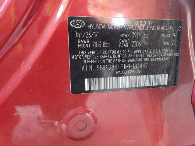 5NPD84LF1HH183442 Hyundai 2017