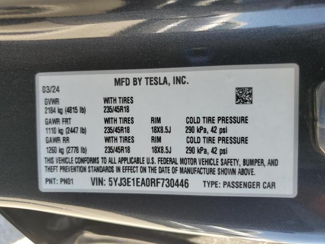5YJ3E1EA0RF730446 Tesla MODEL 3