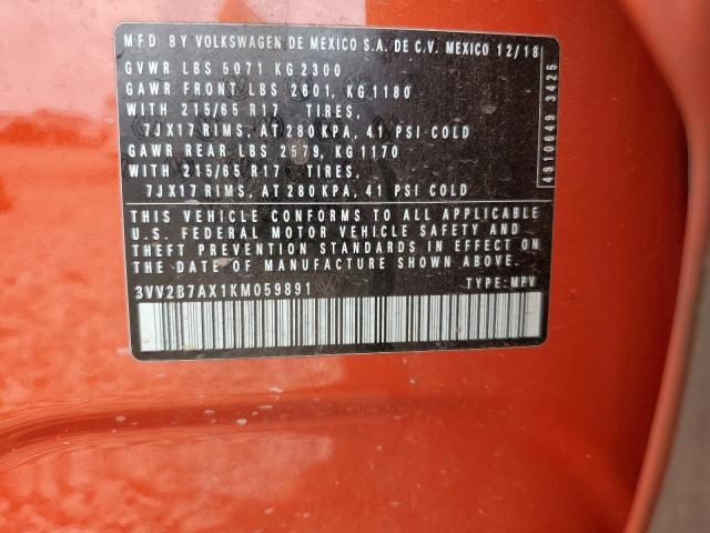 3VV2B7AX1KM059891 Volkswagen 2019