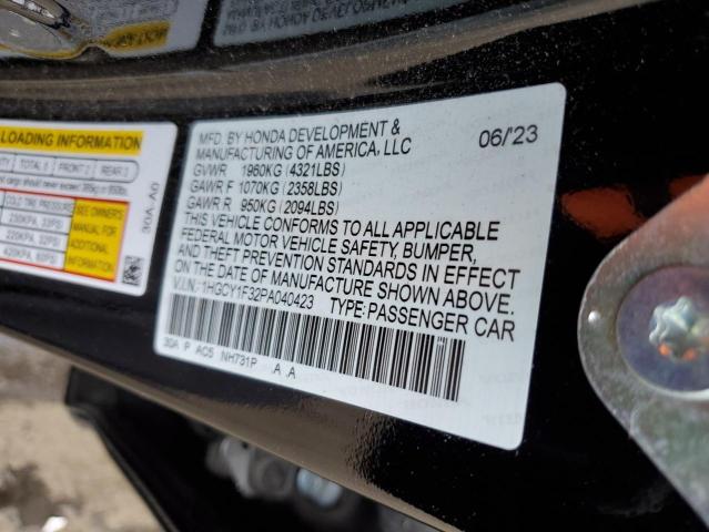 1HGCY1F32PA040423 Honda l15be
