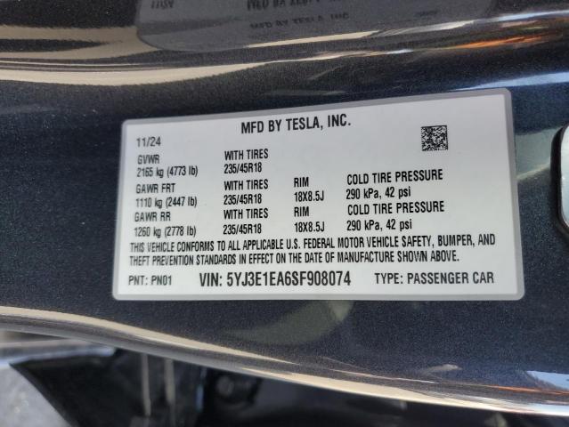 5YJ3E1EA6SF908074 Tesla 2025