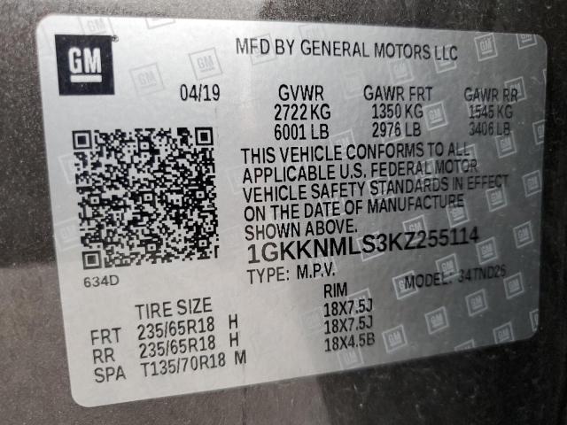 1GKKNMLS3KZ255114 GMC lgx - direct injection, variable valve timing, alum, gen 2