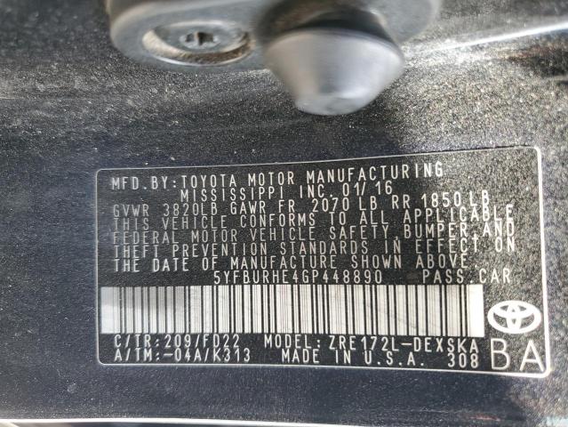5YFBURHE4GP448890 Toyota 2zr-fe