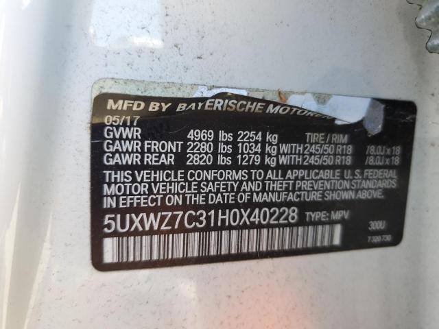 5UXWZ7C31H0X40228 BMW X3