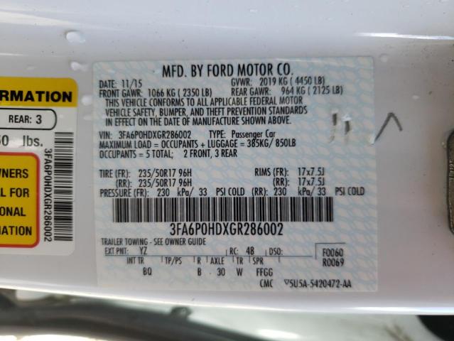 3FA6P0HDXGR286002 Ford FUSION SE