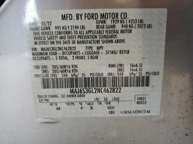 MAJ6S3GL2NC462822 Ford ECOSPORT S