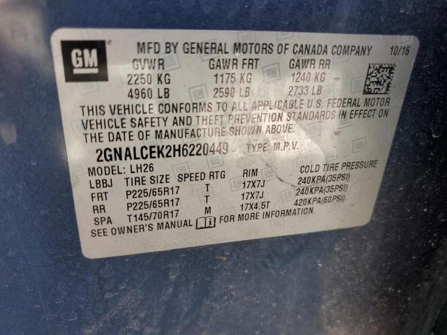 2GNALCEK2H6220449 Chevrolet EQUINOX LT