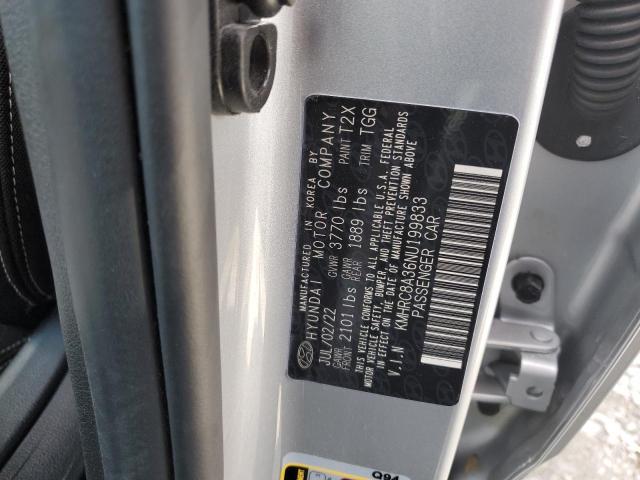 KMHRC8A36NU199833 Hyundai Venue Sel