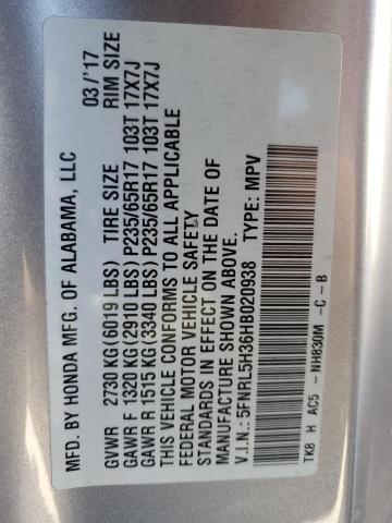 5FNRL5H36HB020938 Honda j35z8