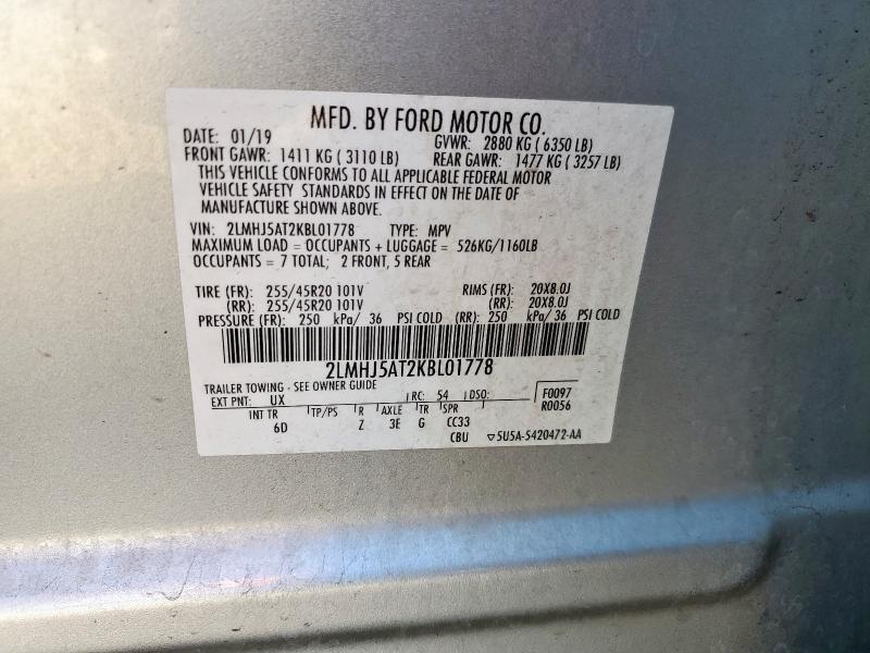 2LMHJ5AT2KBL01778 Lincoln MKT