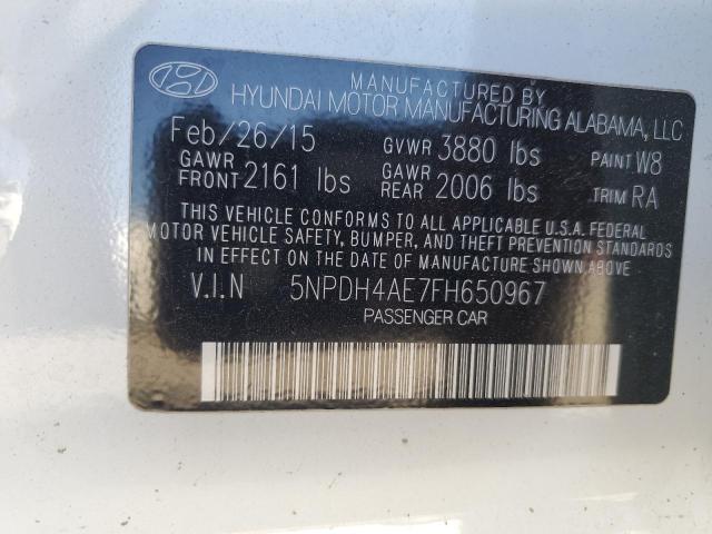 5NPDH4AE7FH650967 Hyundai dohc mpi nu