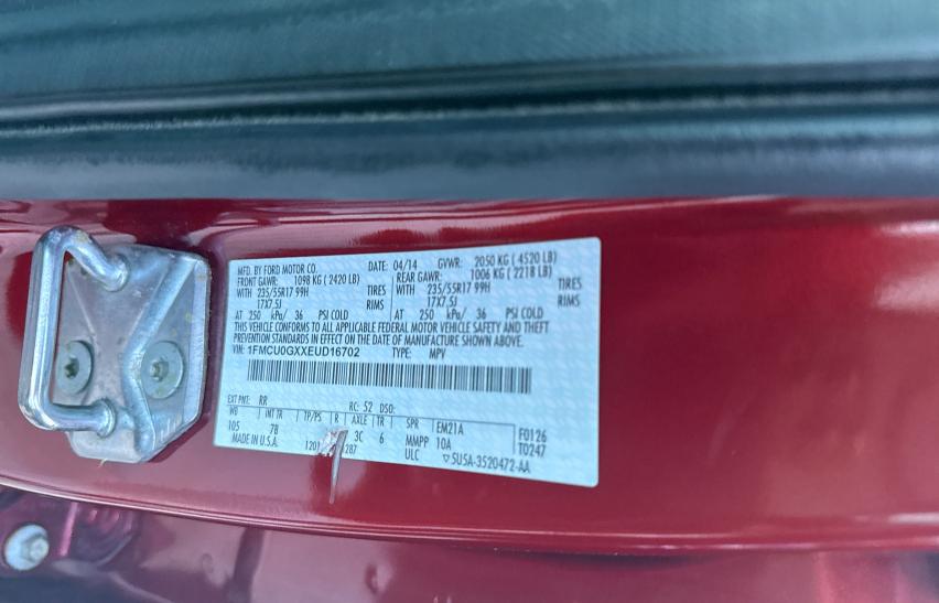 1FMCU0GXXEUD16702 Ford ESCAPE SE